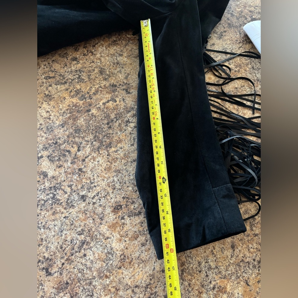 Black Suede Fringe Leather Jacket by - Picture 12 of 16
